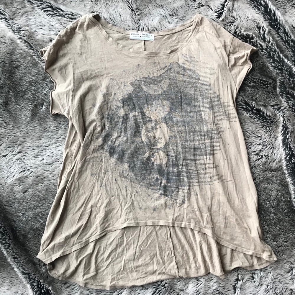 Project Social T Moon Sketch Tan Tee
